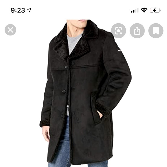 guess shearling coat mens